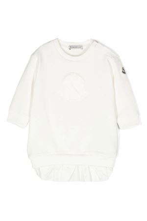 Abito felpa bianca in misto cotone MONCLER KIDS | 8I0000689A23034